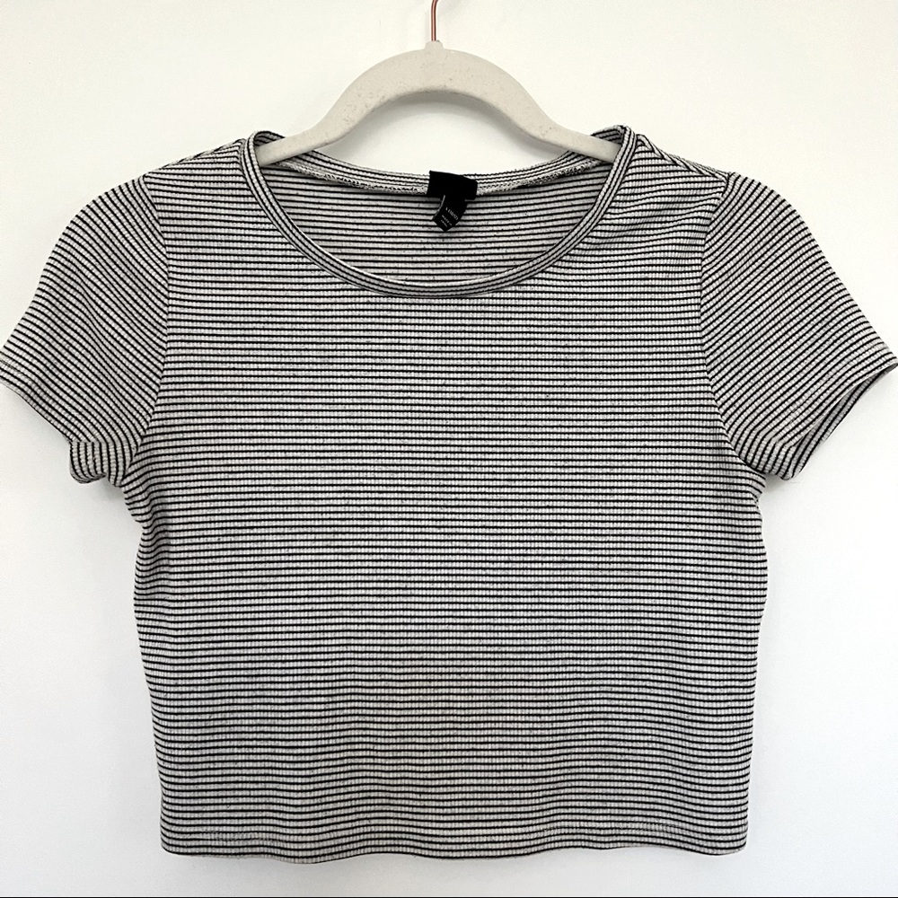Girls Black And White Striped T-Shirt